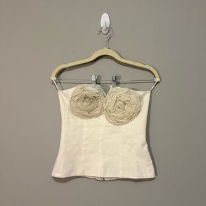 Cream Floral Bustier Top
